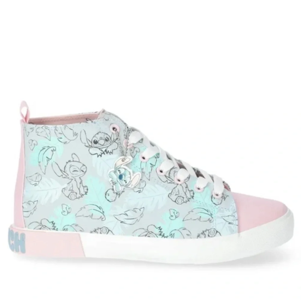 🆕 Disney Stitch High-Top Sneakers From Lilo and Stitch Pink Gray Blue Size 8